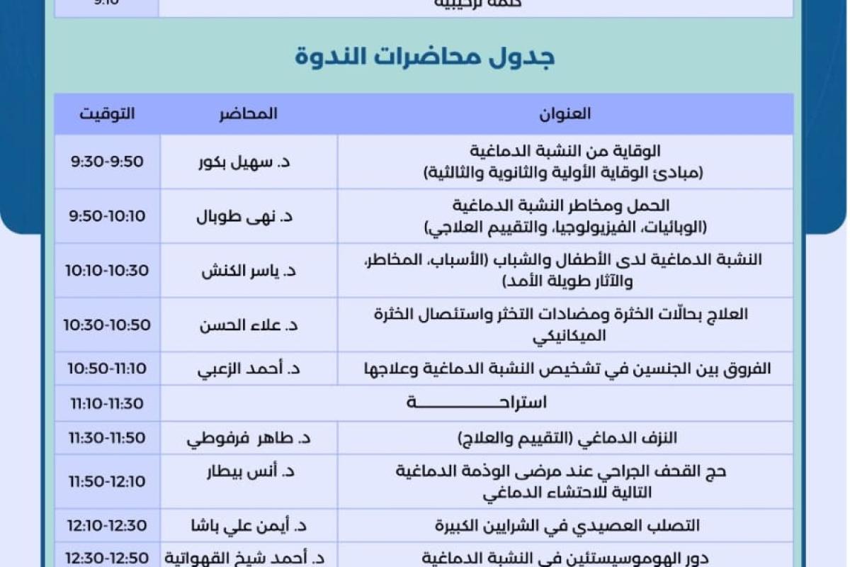 ندوة أمراض الأوعية الدماغية - مشفى إدلب الجامعي 2026